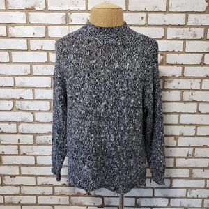 Jones NY Black Marble Mock Neck Sweater, Large